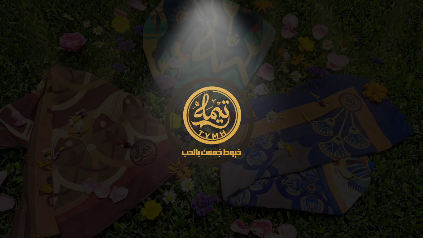 Gold TYMH brand logo on a black background with the slogan meaning "Threads gathered with love"